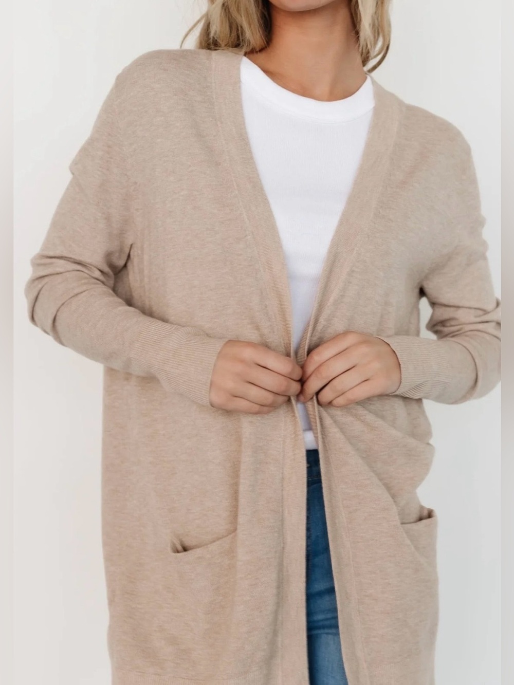Baltic Born Edison Oatmeal Longline Open Front Cardigan Sweater 3XL Neutral NWT - Picture 5 of 11